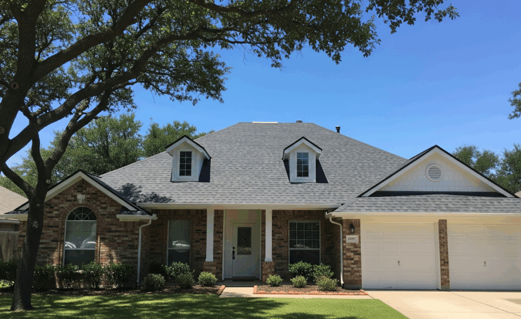  suburban Texas home with a freshly replaced roof