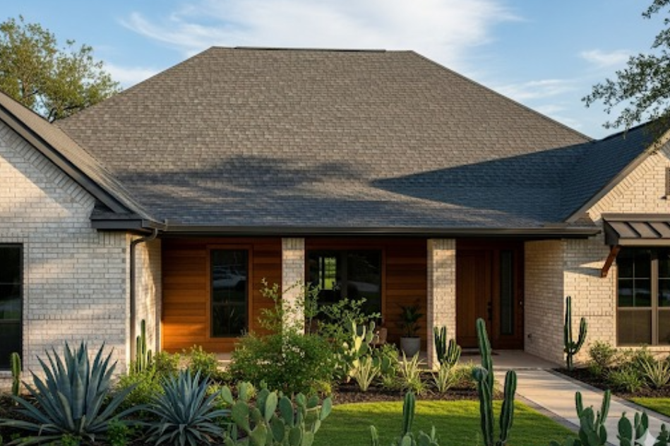 Rooftop view showing missing shingles with visible underlayment beneath
