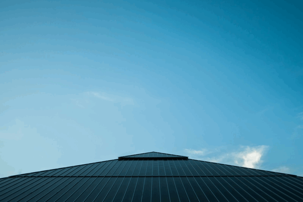 roof with blue sky overhead