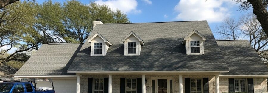 suburban Texas home after residential roof replacement