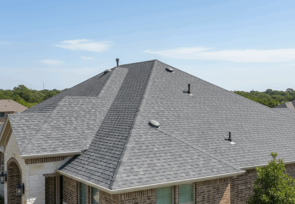 roof ventilation system and ridge cap installed correctly, highlighting energy efficiency