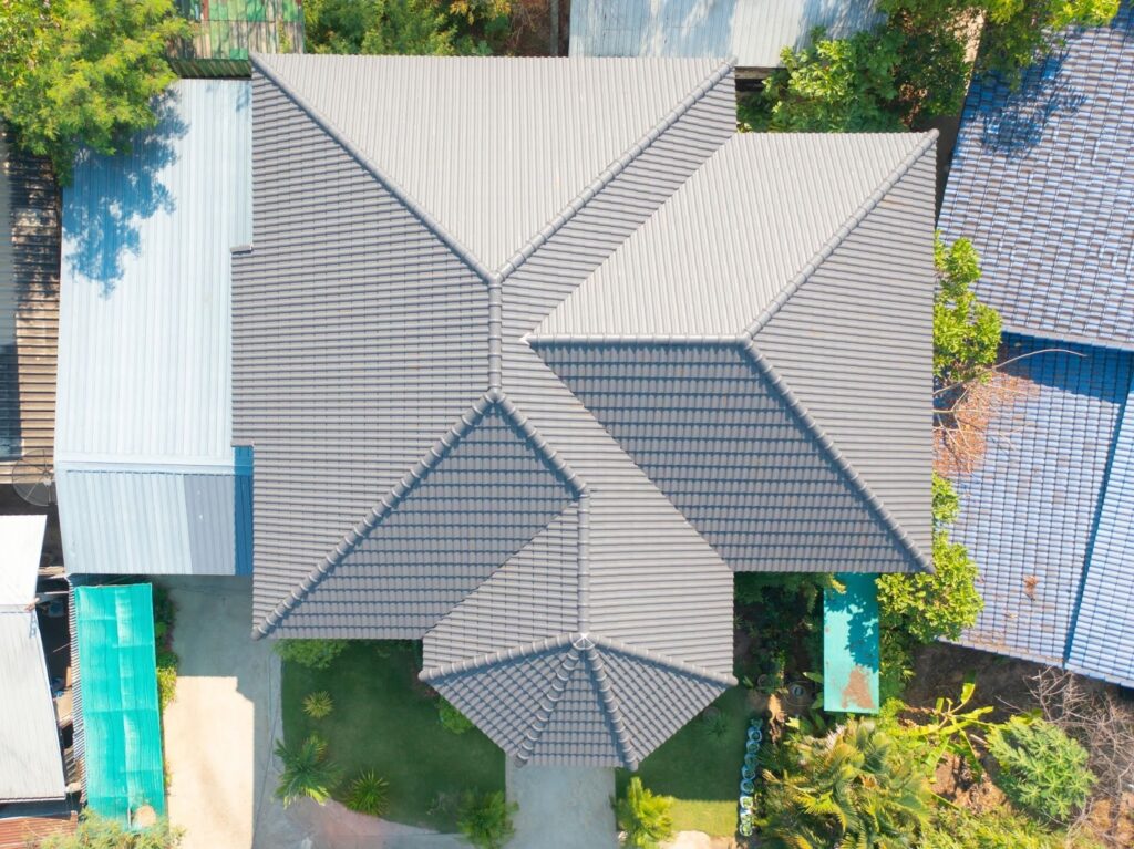 aerial view of roofs