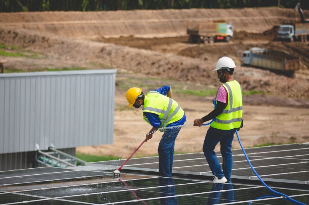 workers on factory rooftop