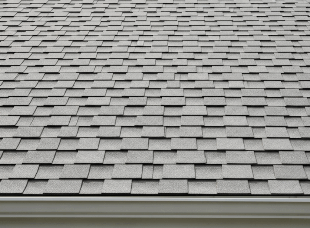 restored residential roof with bright, uniform asphalt shingles