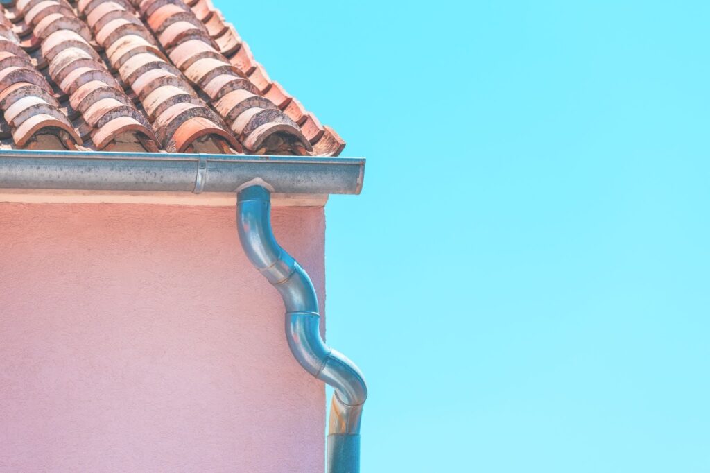 close-up of rain gutter