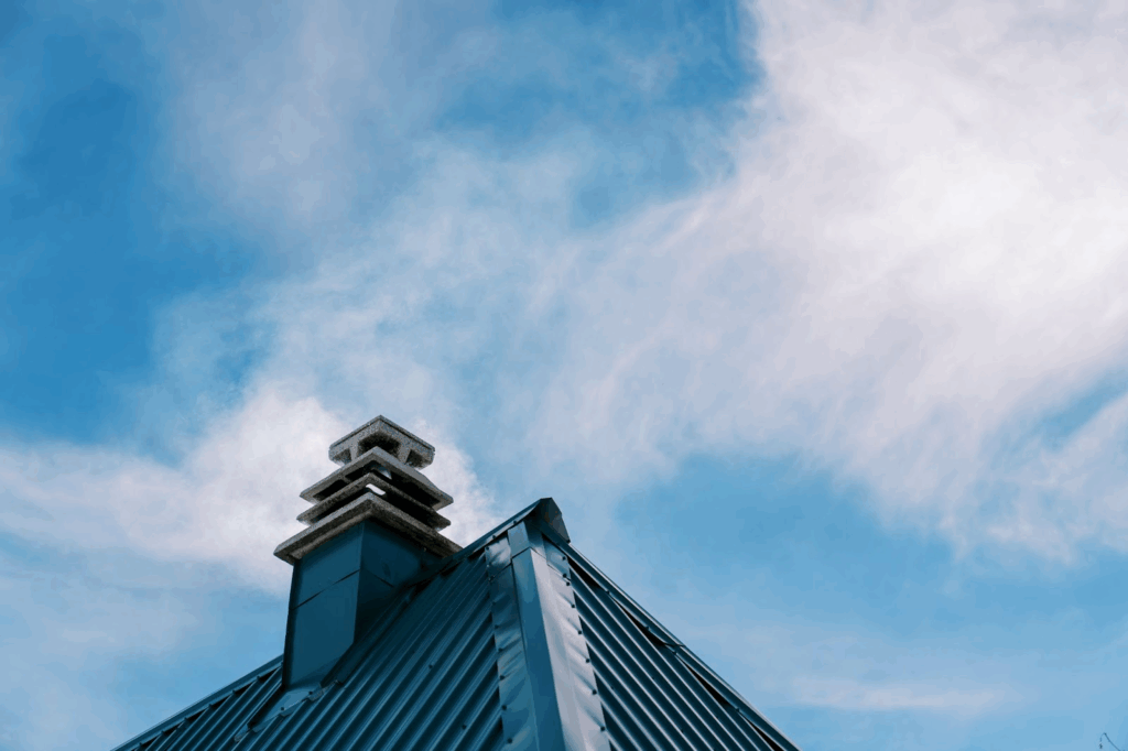 corrugated roof under blue sky