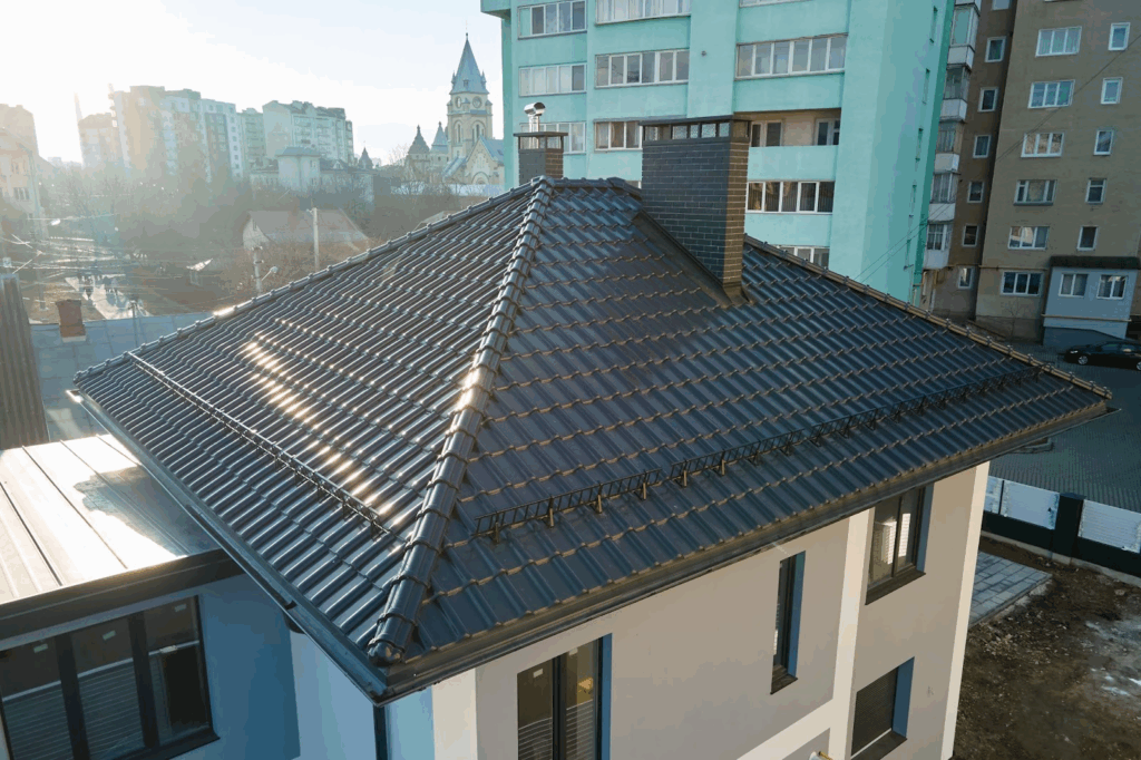 roof with ceramic shingles, representing the work of a roof repair contractor