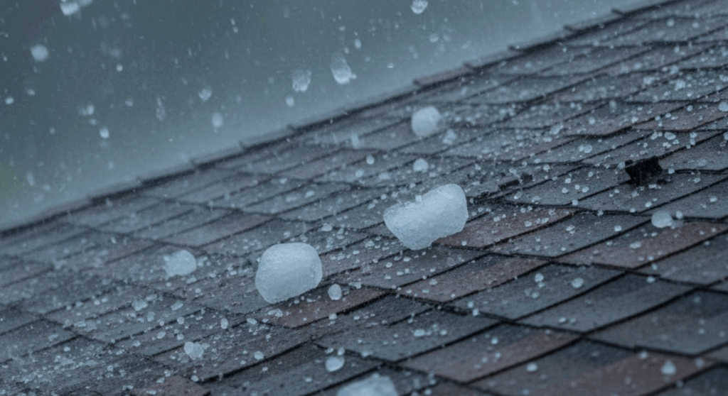 roof under a hailstorm