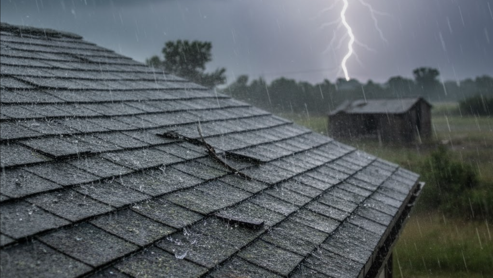 roof under storm, requiring storm damage inspection in DFW