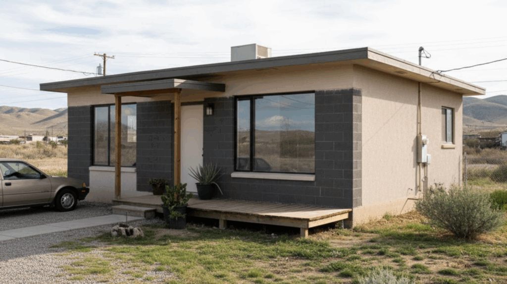 house with flat roof