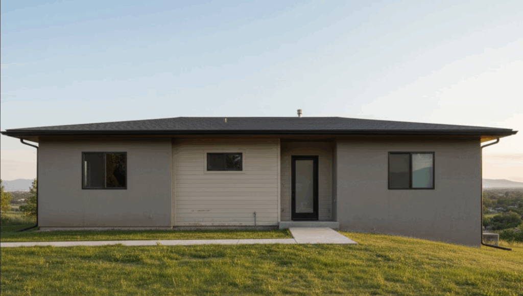 house with flat roof