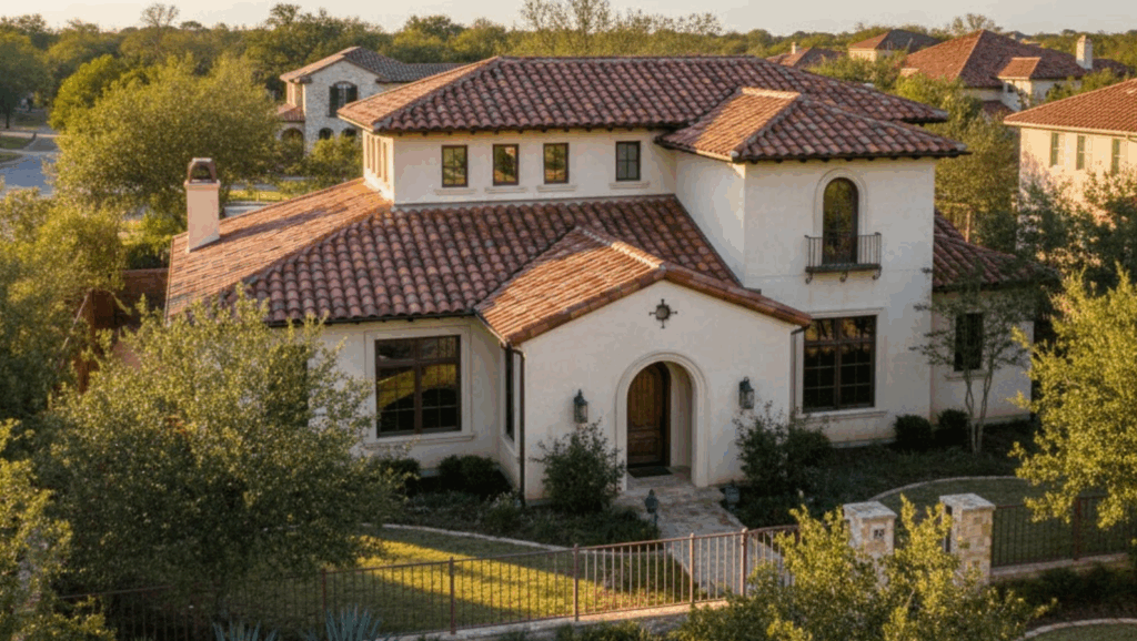 house with clay tile roofing