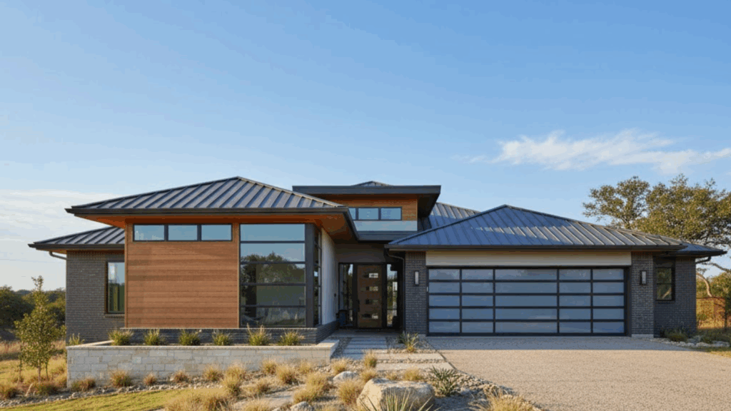 house with standing seam metal roof