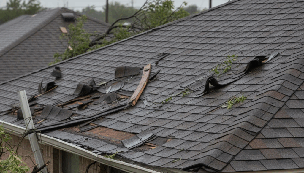 storm-damaged roof