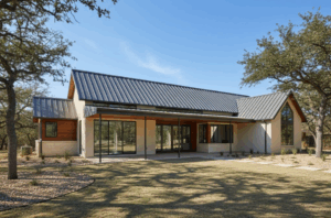 sleek standing seam metal roof on a modern DFW Texas home