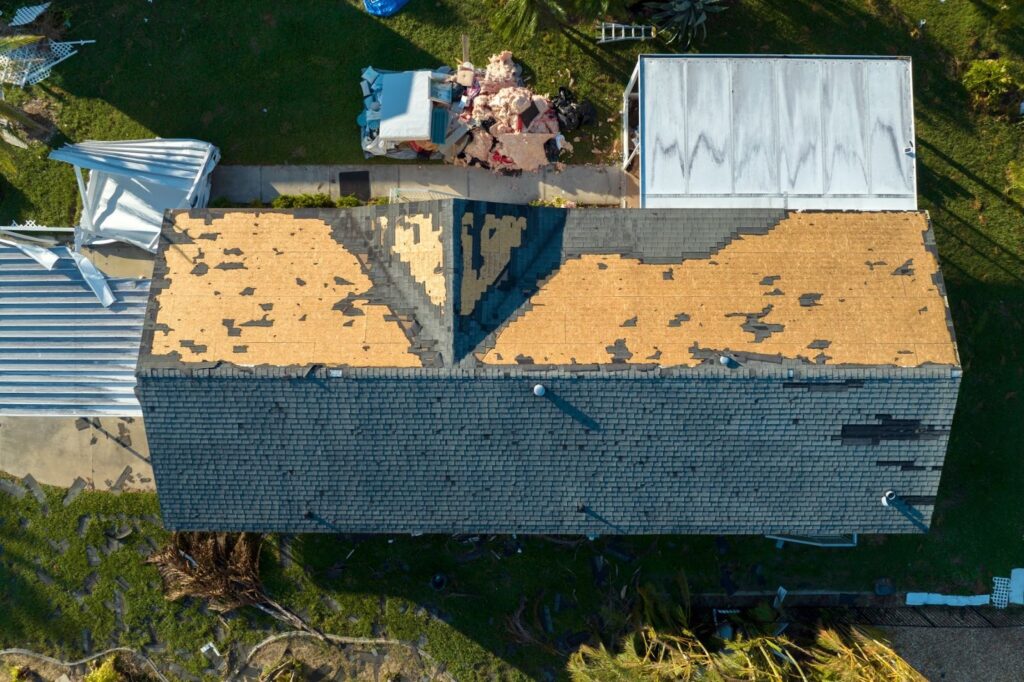aerial view of roof repair