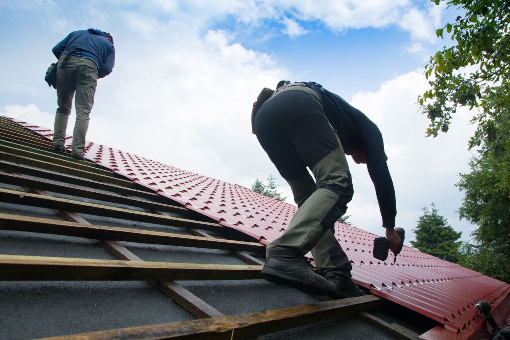 roofing contractors at work