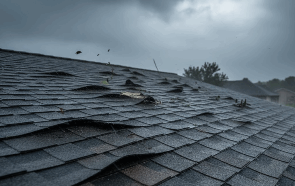 storm-damaged roof