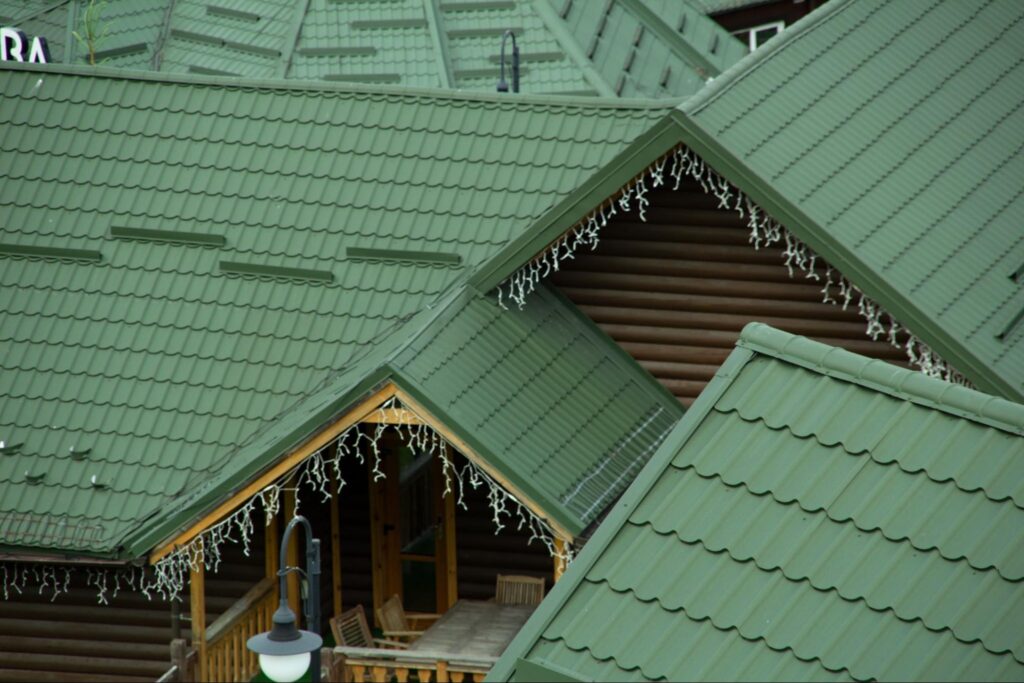 green roof with metal tiles
